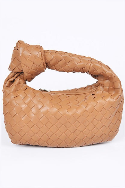 Trendy Braided Top Knot Faux Leather Clutch Handbag