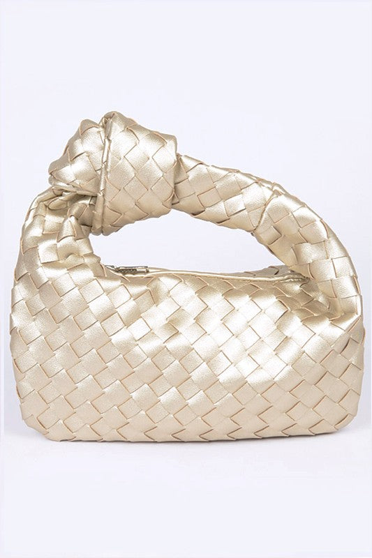 Trendy Braided Top Knot Faux Leather Clutch Handbag