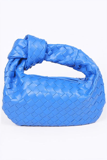 Trendy Braided Top Knot Faux Leather Clutch Handbag