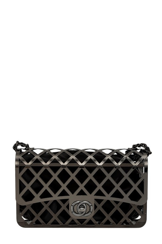 Iconic Metal Square Chain Crossbody Bag