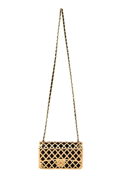 Iconic Metal Square Chain Crossbody Bag