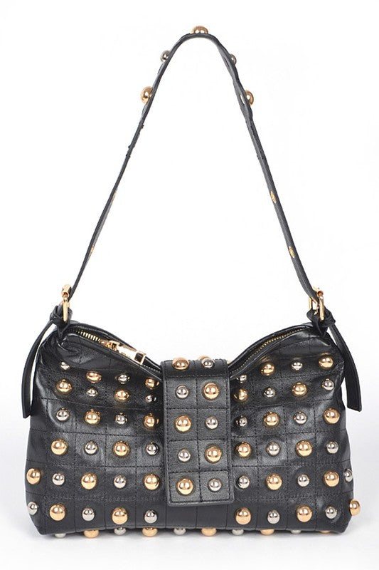 Sassy Mix Color Studs Fashion Shoulder Bag