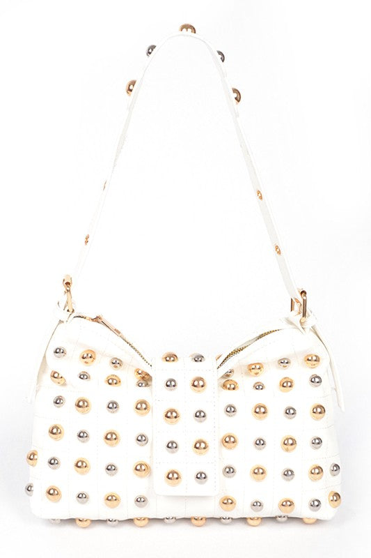 Sassy Mix Color Studs Fashion Shoulder Bag