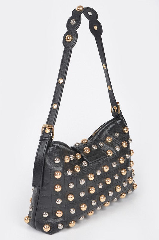 Sassy Mix Color Studs Fashion Shoulder Bag