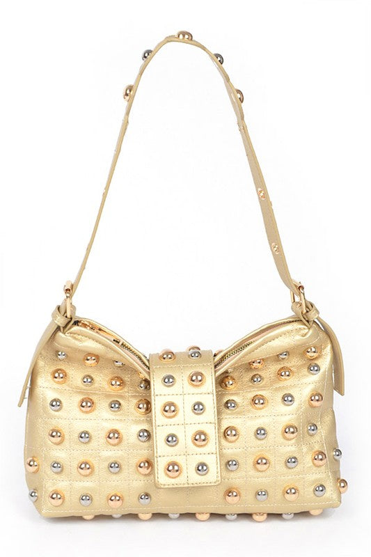 Sassy Mix Color Studs Fashion Shoulder Bag