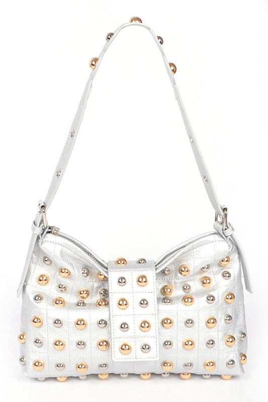 Sassy Mix Color Studs Fashion Shoulder Bag