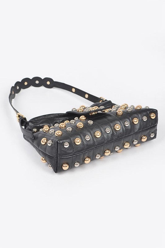 Sassy Mix Color Studs Fashion Shoulder Bag