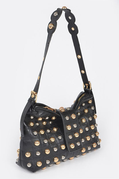 Sassy Mix Color Studs Fashion Shoulder Bag