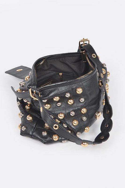 Sassy Mix Color Studs Fashion Shoulder Bag