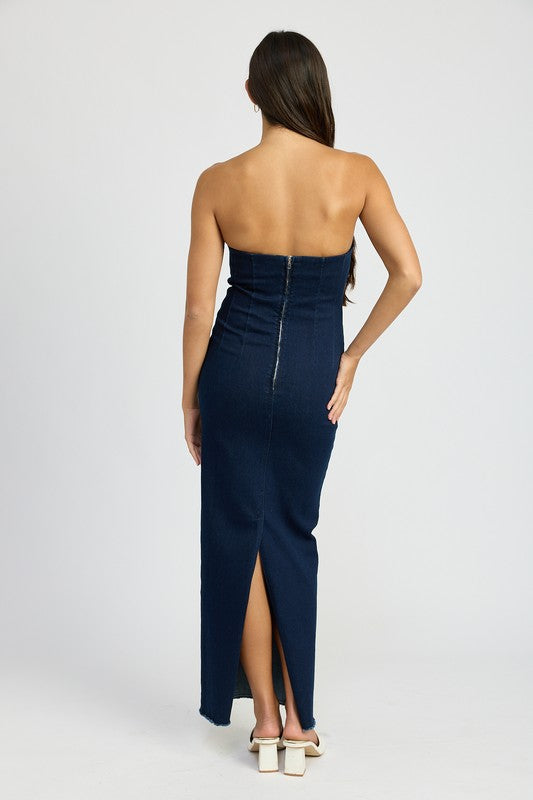 Ivy Bodycon Tube Strapless Denim Dress