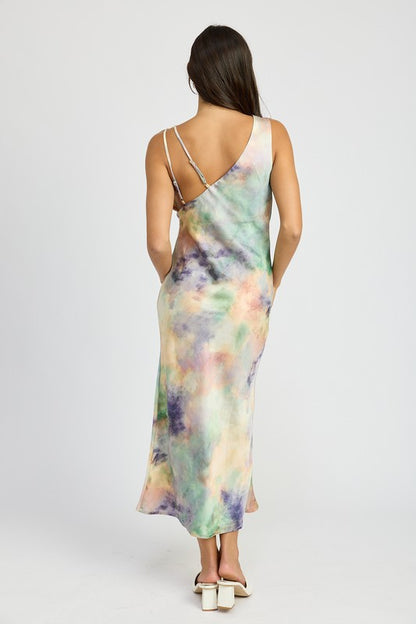 Giselle Cowl Neck Bias Cut Satin Maxi Dress