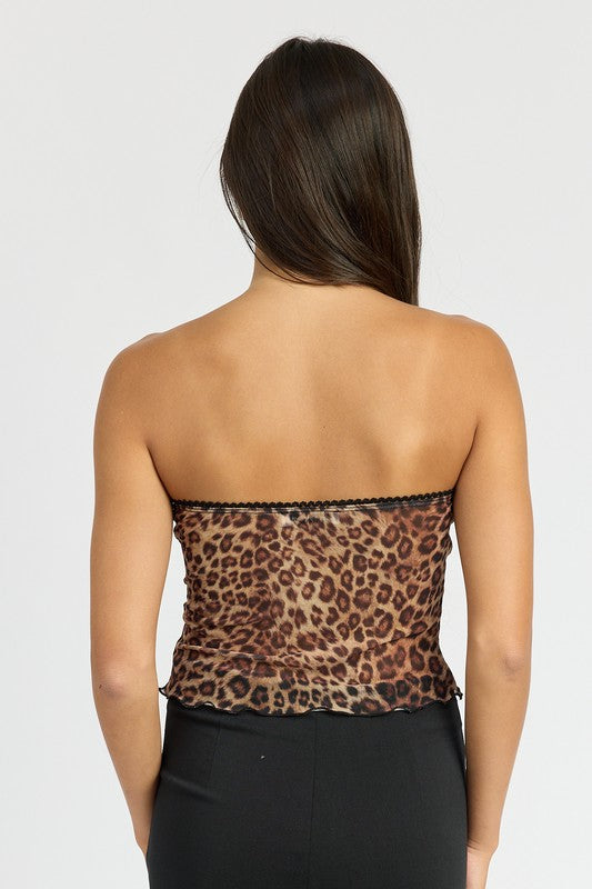 Wild Candy Bow Detail Leopard Print Tube Top