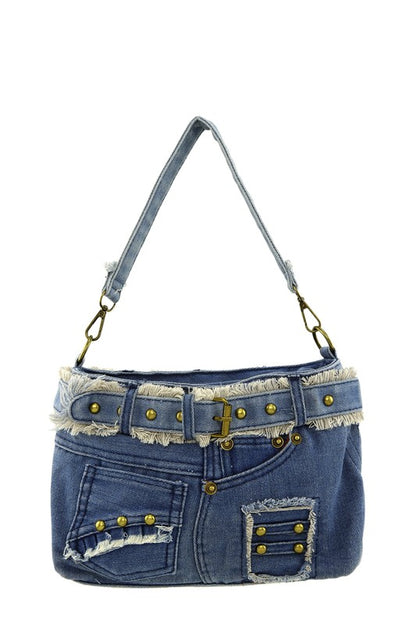 Queens Jeans Shaped Crossbody Denim Bag