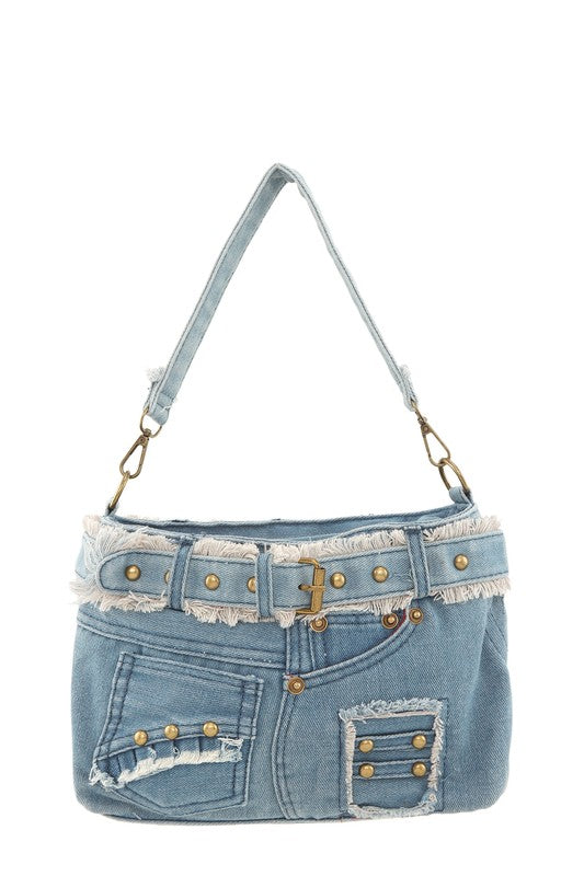 Queens Jeans Shaped Crossbody Denim Bag