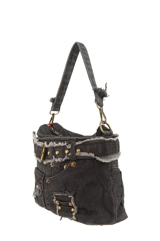 Queens Jeans Shaped Crossbody Denim Bag