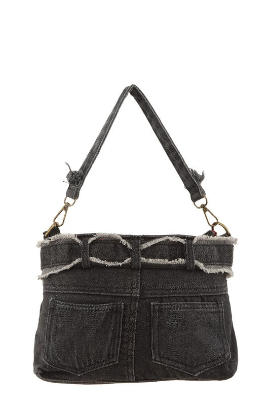 Queens Jeans Shaped Crossbody Denim Bag