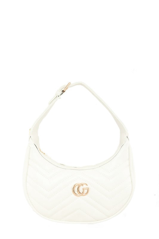 Mara Gold CG Buckle Quilted Chevron Shoulder Bag