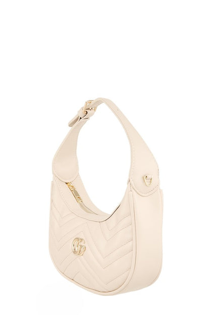 Mara Gold CG Buckle Quilted Chevron Shoulder Bag