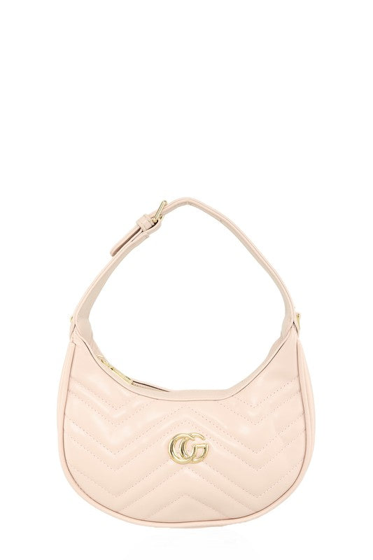 Mara Gold CG Buckle Quilted Chevron Shoulder Bag