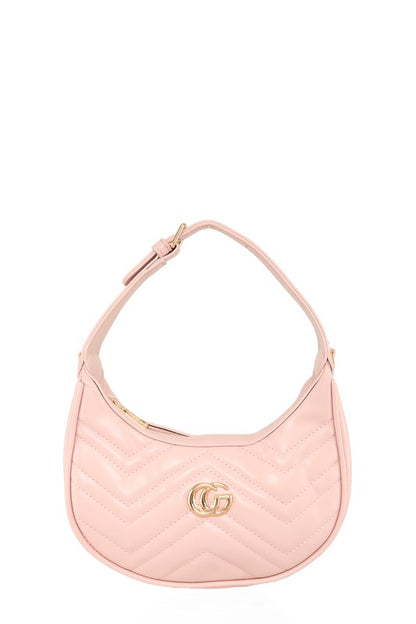 Mara Gold CG Buckle Quilted Chevron Shoulder Bag