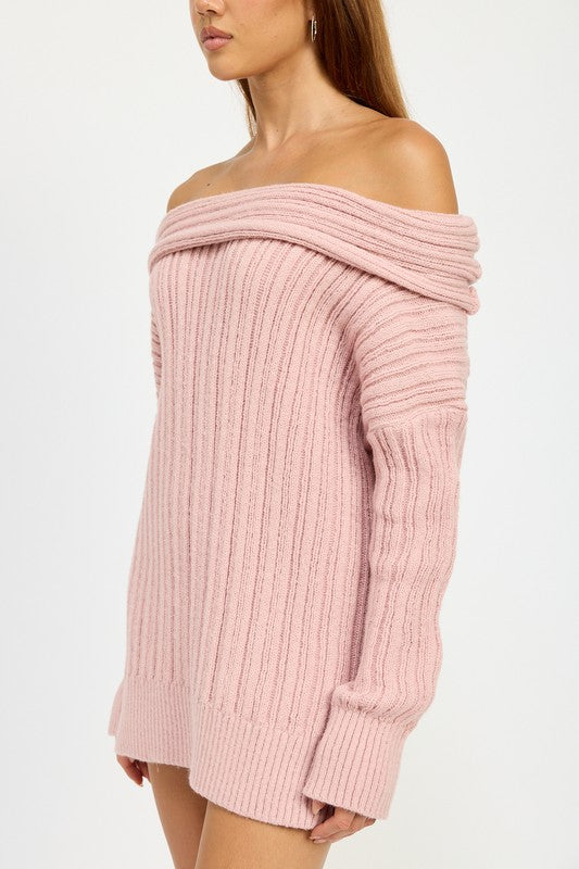 Rachel Off The Shoulder Oversized Sweater Top