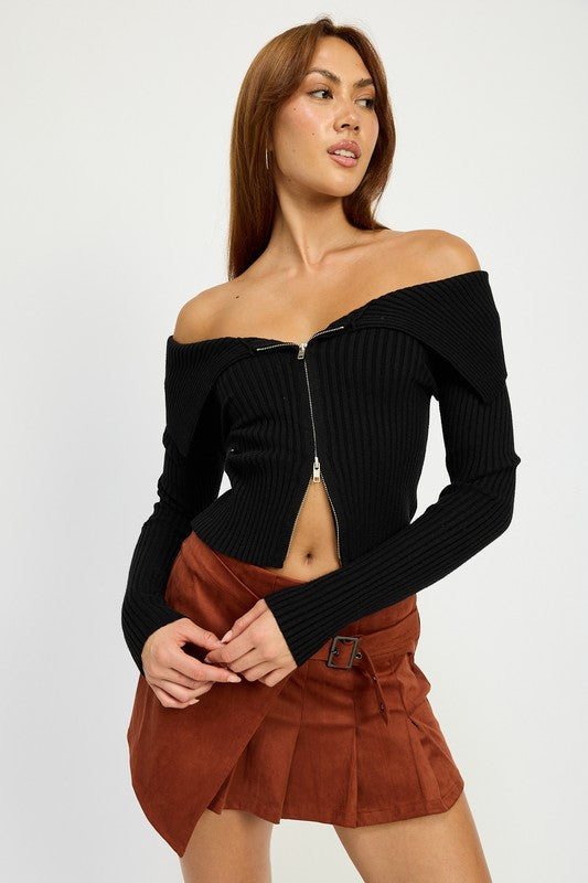 Charlie Wrap Front Suede Pleated Mini Skirt