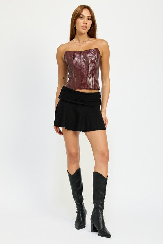 Harley Strapless Vegan Leather Corset Top