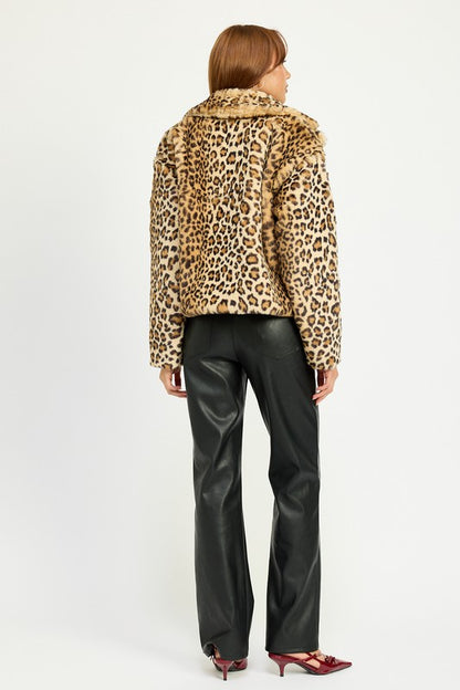 Leilani Cheetah Print Soft Faux Fur Jacket