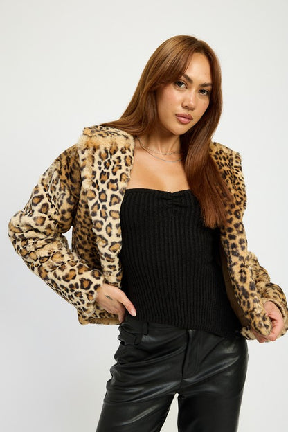 Leilani Cheetah Print Soft Faux Fur Jacket