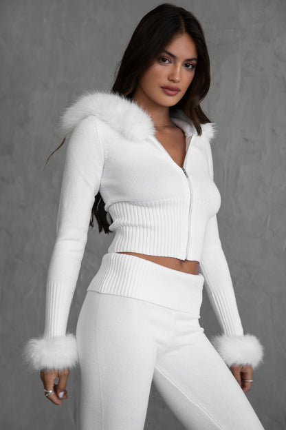 Samantha Faux Fur Trim Sweater Knit Two Piece Set