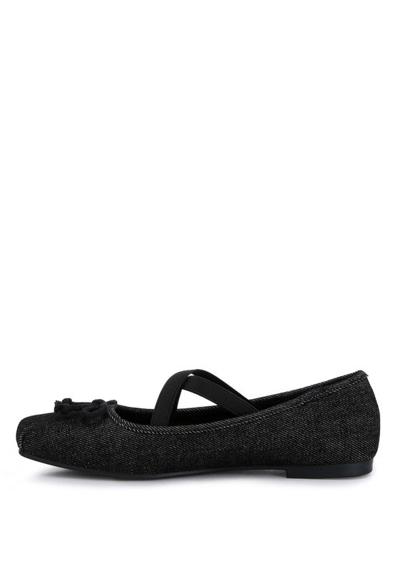 Arianna Criss Cross Strap Bow Detail Ballet Flats