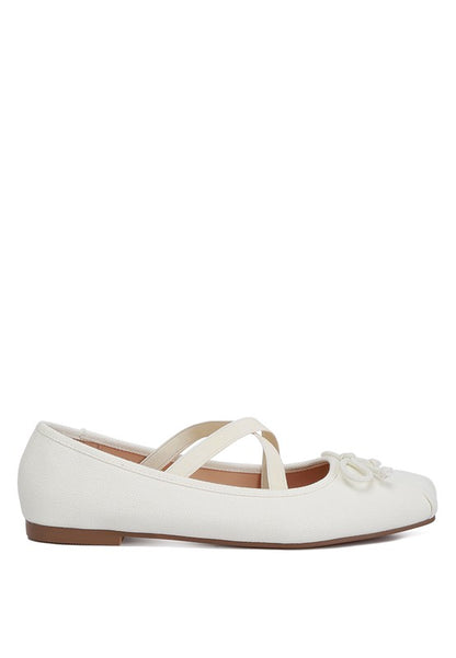 Arianna Criss Cross Strap Bow Detail Ballet Flats