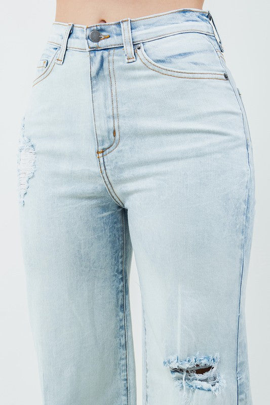 Charlie High Waisted Light Wash Denim Wide Leg Jeans