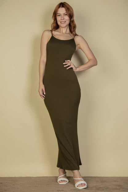 Not So Basic Ribbed Knit Mermaid Hem Cami Maxi Dress