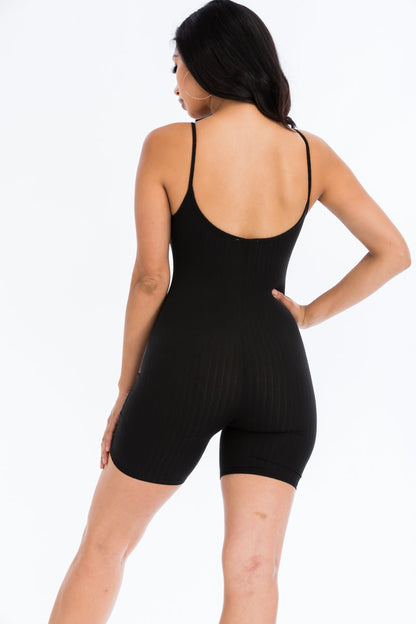 Not So Basic Scoop Back Rib Knit Bodycon Romper