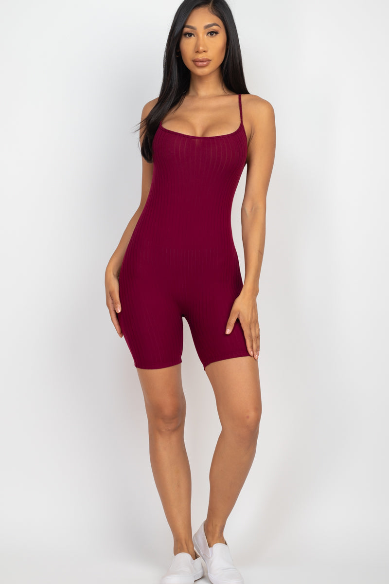 Not So Basic Scoop Back Rib Knit Bodycon Romper