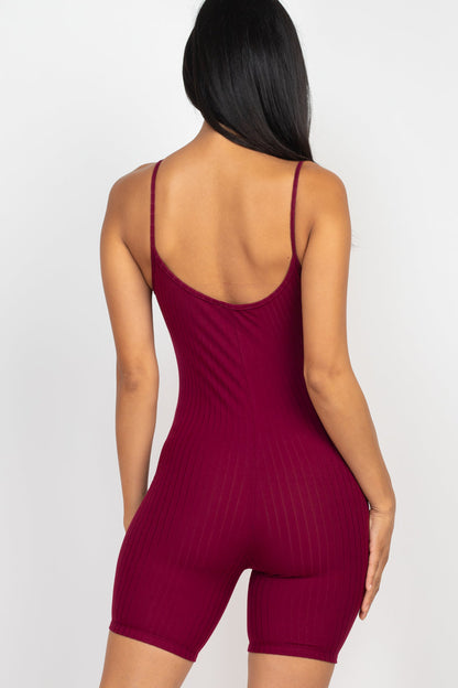 Not So Basic Scoop Back Rib Knit Bodycon Romper