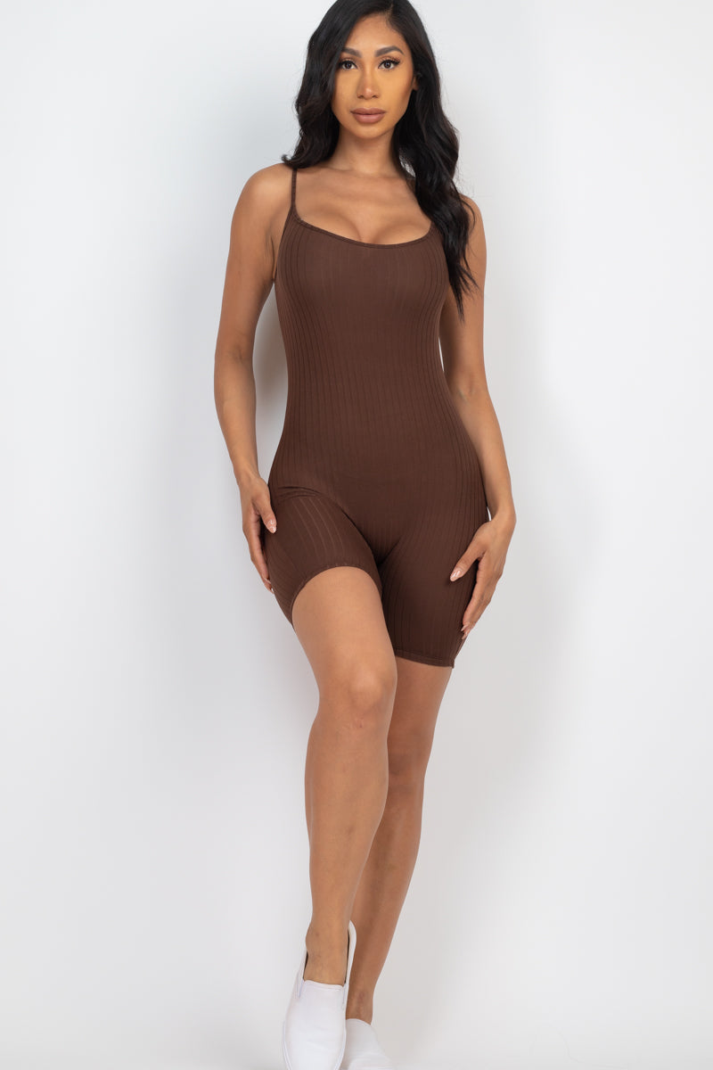 Not So Basic Scoop Back Rib Knit Bodycon Romper