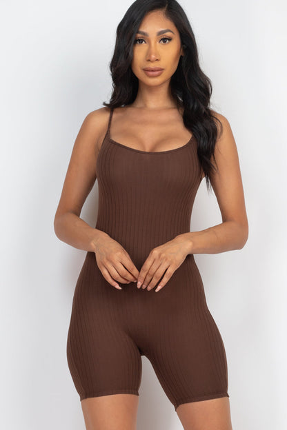 Not So Basic Scoop Back Rib Knit Bodycon Romper