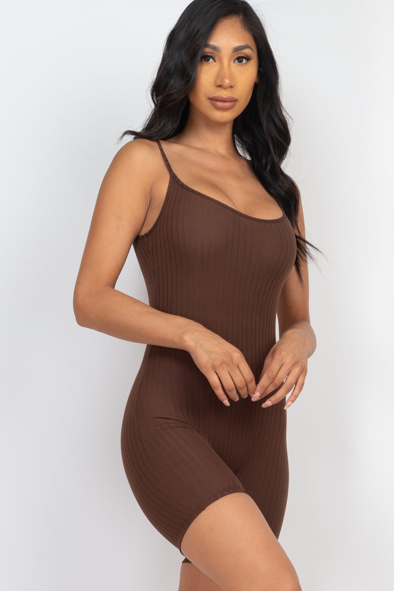 Not So Basic Scoop Back Rib Knit Bodycon Romper