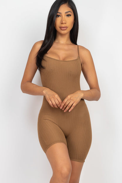 Not So Basic Scoop Back Rib Knit Bodycon Romper