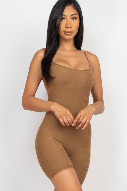 Not So Basic Scoop Back Rib Knit Bodycon Romper