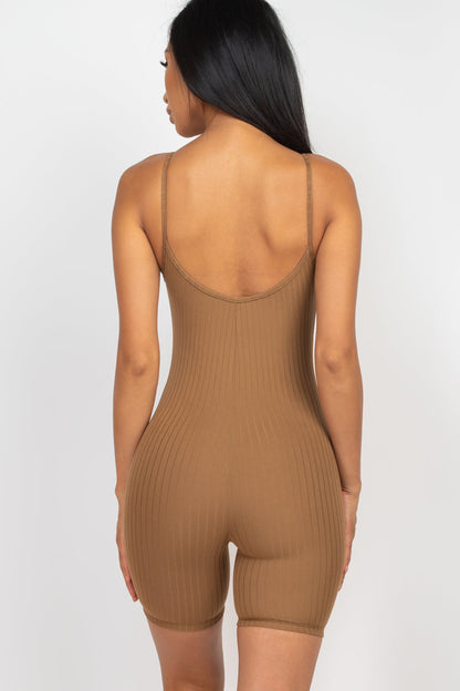 Not So Basic Scoop Back Rib Knit Bodycon Romper