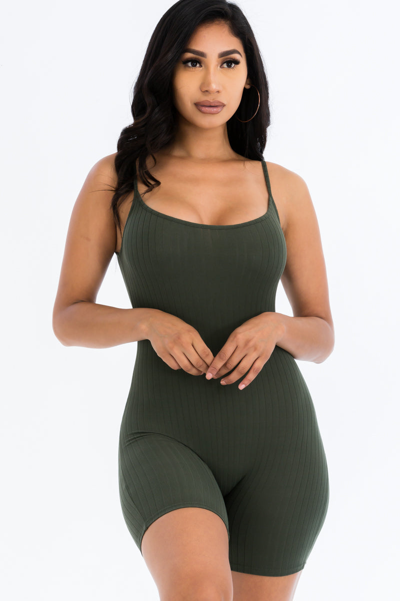 Not So Basic Scoop Back Rib Knit Bodycon Romper