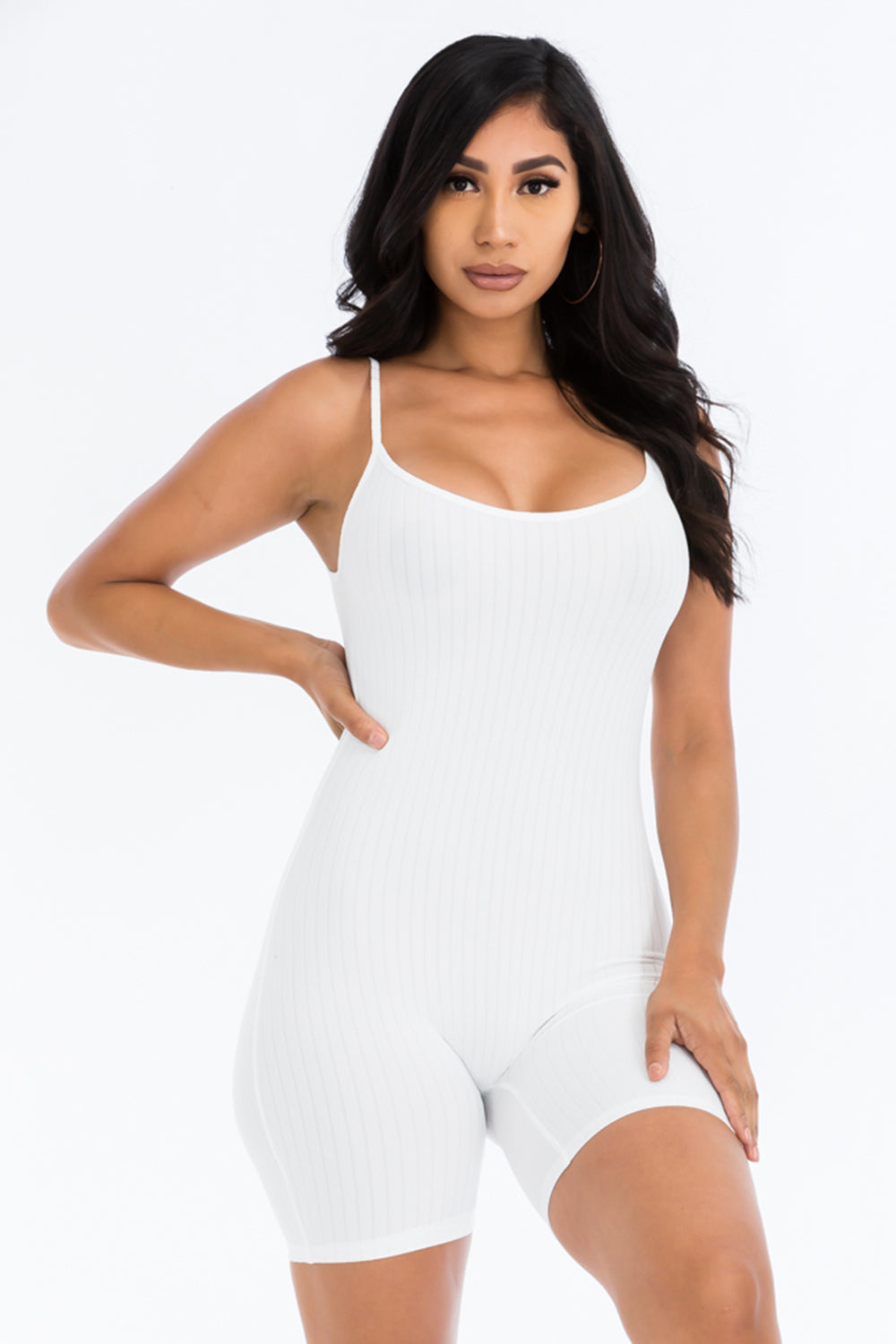 Not So Basic Scoop Back Rib Knit Bodycon Romper