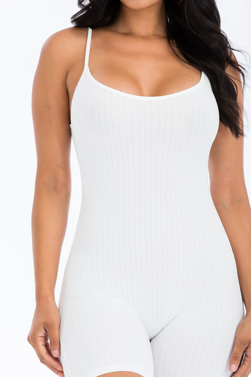 Not So Basic Scoop Back Rib Knit Bodycon Romper