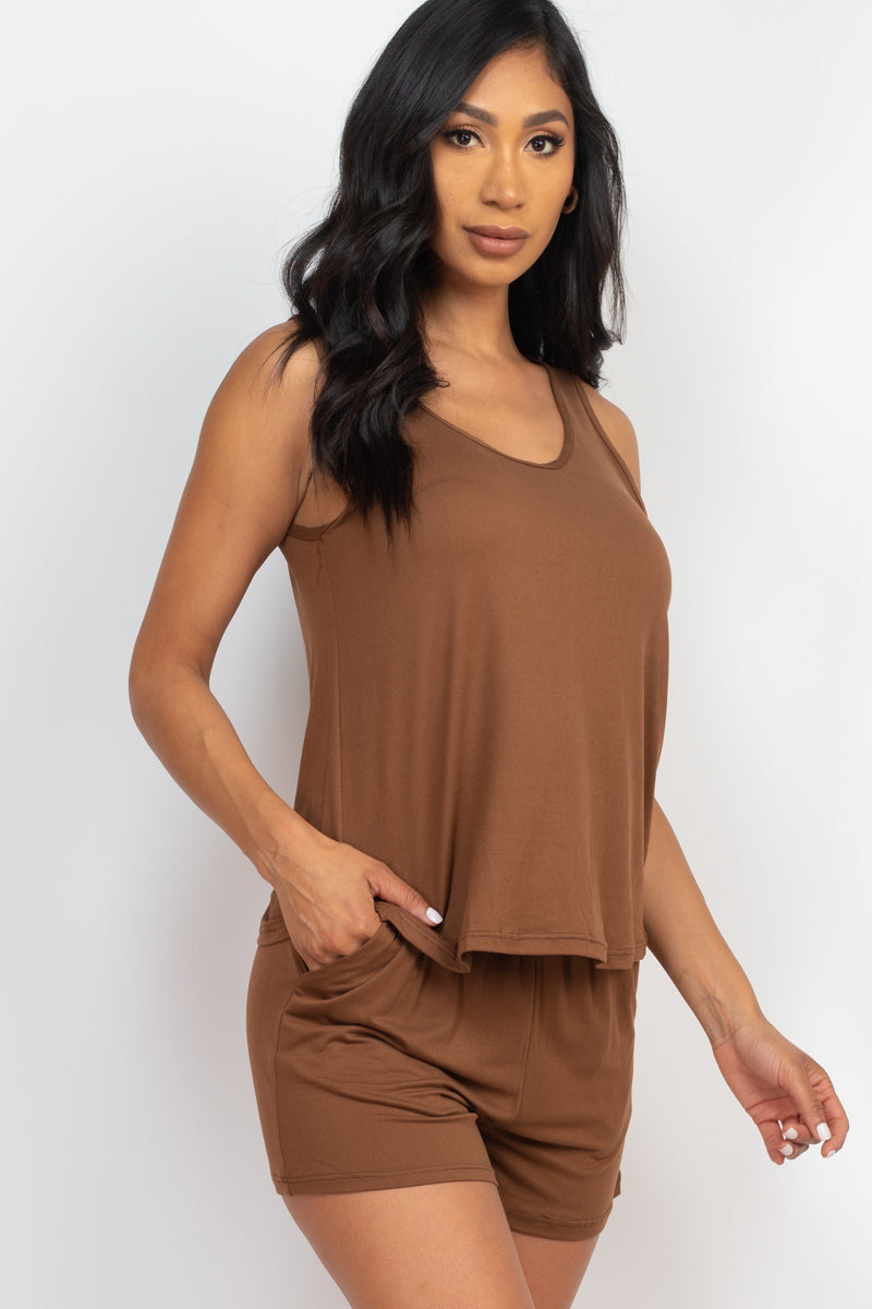 Comfy Peach Tank Top &amp; Shorts Loungewear Set