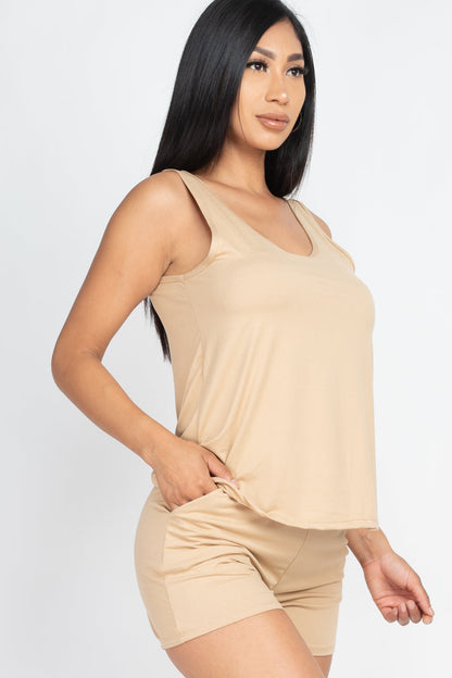 Comfy Peach Tank Top &amp; Shorts Loungewear Set