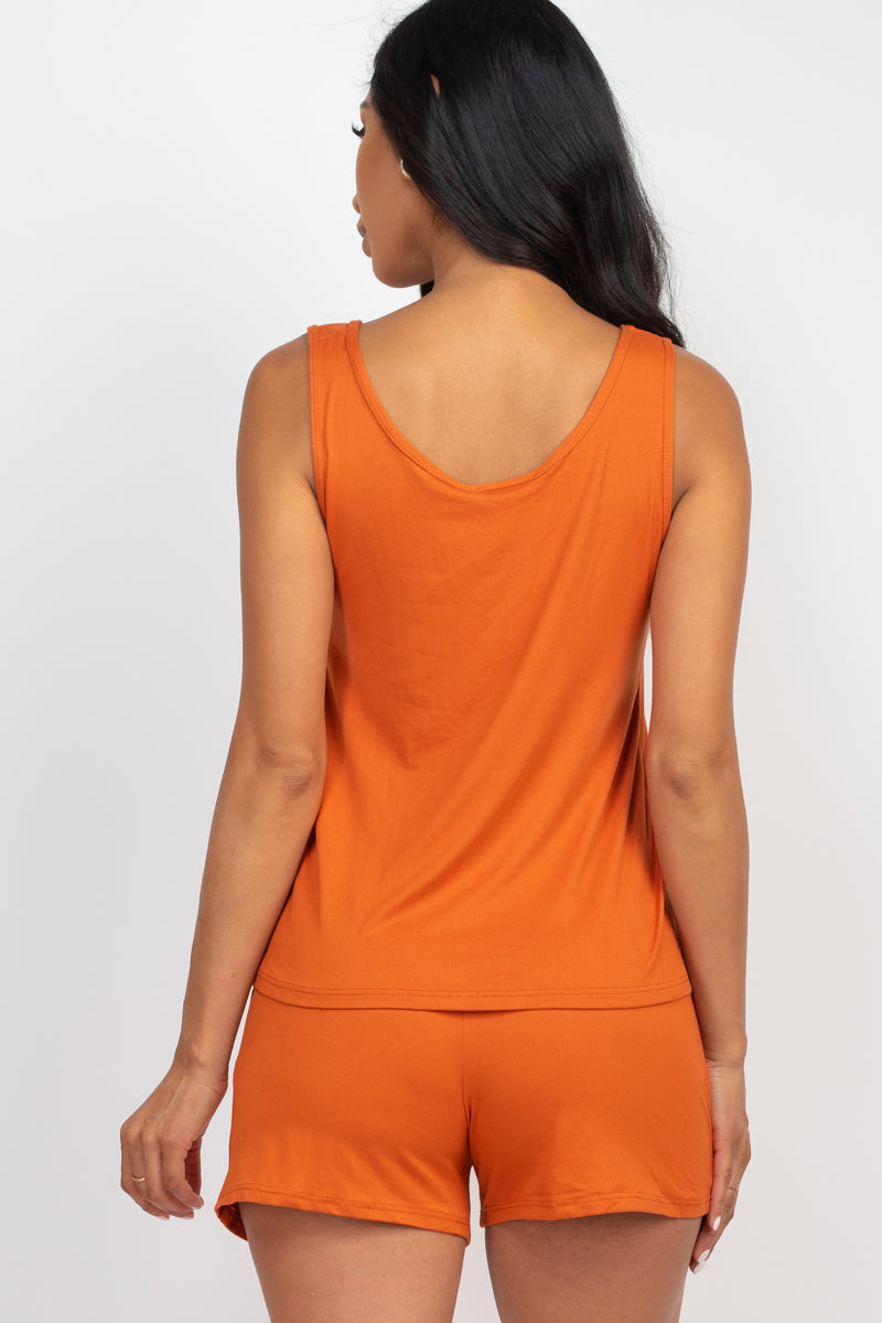 Comfy Peach Tank Top &amp; Shorts Loungewear Set