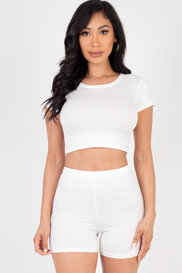 Not So Basic Lounge Crop Top &amp; Shorts Set